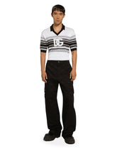 Silk jacquard V-neck polo-shirt with DG logo -  | Dolce & Gabbana