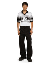 Silk jacquard V-neck polo-shirt with DG logo -  | Dolce & Gabbana