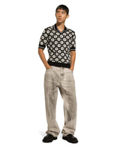 Silk jacquard V-neck polo-shirt with DG logo -  | Dolce &amp; Gabbana