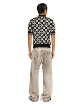 Silk jacquard V-neck polo-shirt with DG logo -  | Dolce &amp; Gabbana