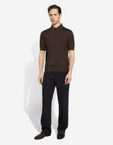 Silk polo-shirt with all-over DG logo embroidery -  | Dolce &amp; Gabbana