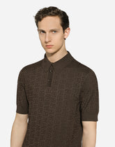 Silk polo-shirt with all-over DG logo embroidery -  | Dolce &amp; Gabbana
