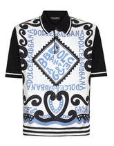 Marina-print silk polo-shirt -  | Dolce & Gabbana