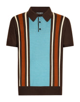 Silk and cashmere polo-shirt with striped inlay -  | Dolce &amp; Gabbana