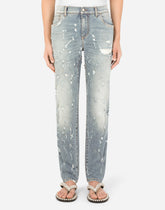 Slim-fit blue wash stretch jeans with abrasions -  | Dolce &amp; Gabbana