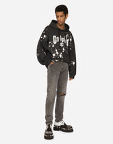 Gray slim-fit stretch jeans with rips -  | Dolce &amp; Gabbana