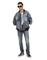 Light blue slim-fit stretch jeans with abrasions -  | Dolce & Gabbana