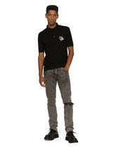 Light gray slim-fit stretch jeans with rips -  | Dolce & Gabbana
