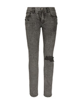 Light gray slim-fit stretch jeans with rips -  | Dolce & Gabbana