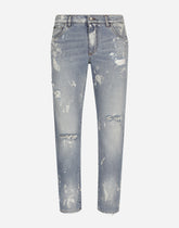Bleached wash slim-fit stretch denim jeans -  | Dolce & Gabbana