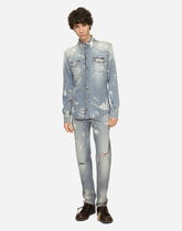 Bleached wash slim-fit stretch denim jeans -  | Dolce & Gabbana