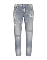 Bleached wash slim-fit stretch denim jeans -  | Dolce & Gabbana