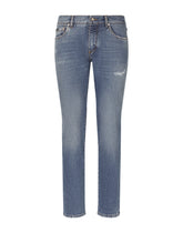 Slim fit stretch denim jeans with subtle abrasions -  | Dolce & Gabbana