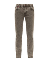 Gray wash skinny stretch jeans with patch detailing -  | Dolce & Gabbana