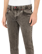 Gray wash skinny stretch jeans with patch detailing -  | Dolce & Gabbana