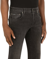 Black wash skinny stretch jeans -  | Dolce & Gabbana
