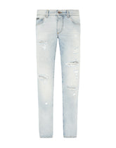 Light blue skinny stretch jeans with rips -  | Dolce & Gabbana