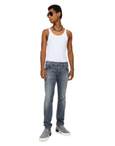 Light blue skinny stretch jeans with whiskering -  | Dolce & Gabbana