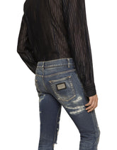 Skinny stretch denim jeans with abrasion details -  | Dolce &amp; Gabbana