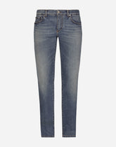 Washed skinny stretch jeans with whiskering -  | Dolce &amp; Gabbana