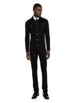 Stretch skinny jeans with rhinestone embroidery -  | Dolce & Gabbana