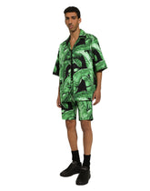 Stretch cotton shorts with banana tree print -  | Dolce &amp; Gabbana