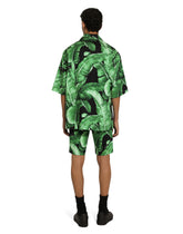 Stretch cotton shorts with banana tree print -  | Dolce &amp; Gabbana