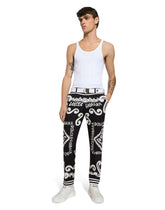Cotton poplin pants with Marina print -  | Dolce & Gabbana