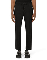 Wool and cotton jogging pants with branded plate -  | Dolce & Gabbana