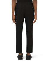 Wool and cotton jogging pants with branded plate -  | Dolce & Gabbana