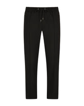 Wool and cotton jogging pants with branded plate -  | Dolce & Gabbana