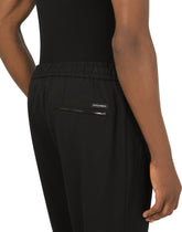 Wool and cotton jogging pants with branded plate -  | Dolce & Gabbana