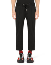 Stretch cotton jogging pants with plaque -  | Dolce &amp; Gabbana