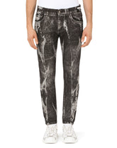 Marbled black skinny stretch jeans -  | Dolce & Gabbana