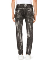 Marbled black skinny stretch jeans -  | Dolce & Gabbana