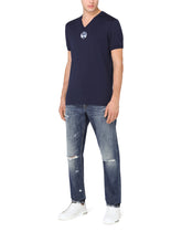 Washed blue regular-fit jeans with rips -  | Dolce & Gabbana