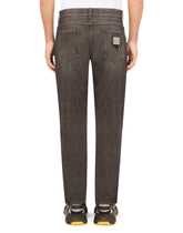 Gray wash regular-fit jeans with rips -  | Dolce & Gabbana