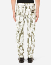 Regular-fit gray jeans with marbled print -  | Dolce &amp; Gabbana