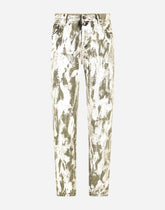 Regular-fit gray jeans with marbled print -  | Dolce &amp; Gabbana