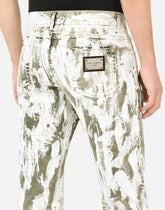 Regular-fit gray jeans with marbled print -  | Dolce &amp; Gabbana