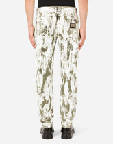 Regular-fit gray jeans with marbled print -  | Dolce & Gabbana