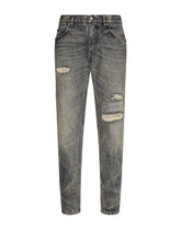 Regular-fit blue wash jeans with abrasions -  | Dolce &amp; Gabbana
