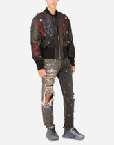 Two-tone regular-fit jeans with pearl pendants and DG logo -  | Dolce &amp; Gabbana