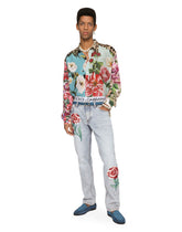 Light blue regular-fit jeans with patch embellishment -  | Dolce & Gabbana