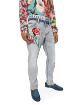 Light blue regular-fit jeans with patch embellishment -  | Dolce & Gabbana