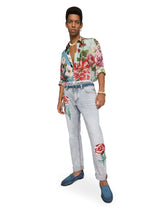 Light blue regular-fit jeans with patch embellishment -  | Dolce & Gabbana