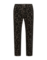 Loose stretch jeans with flocked DG print -  | Dolce & Gabbana