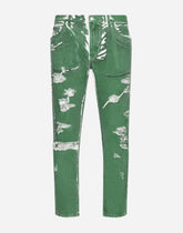 Overdyed loose-fit stretch jeans with abrasions -  | Dolce & Gabbana