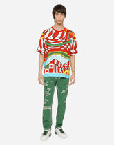 Overdyed loose-fit stretch jeans with abrasions -  | Dolce & Gabbana