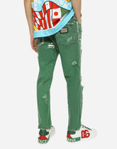 Overdyed loose-fit stretch jeans with abrasions -  | Dolce & Gabbana